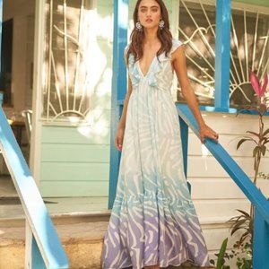 NWTs Oliphant Ruffle V-Neck Maxi Dress